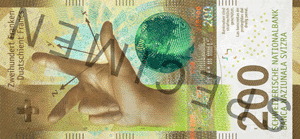 Швейцария: введена в обращение новая банкнота номиналом 200 франков выпуска 2018 года.
